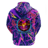 Chuuk Tropical Sunset Coordinates Hoodie Neon Graffiti Polynesian Tribal
