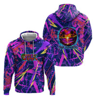 Chuuk Tropical Sunset Coordinates Hoodie Neon Graffiti Polynesian Tribal