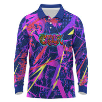 Chuuk Tropical Sunset Coordinates Long Sleeve Polo Shirt Neon Graffiti Polynesian Tribal