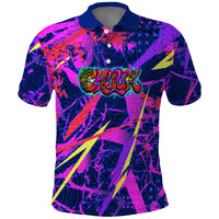Chuuk Tropical Sunset Coordinates Polo Shirt Neon Graffiti Polynesian Tribal
