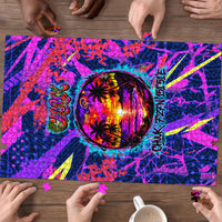 Chuuk Tropical Sunset Coordinates Puzzle Neon Graffiti Polynesian Tribal