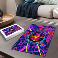 Chuuk Tropical Sunset Coordinates Puzzle Neon Graffiti Polynesian Tribal