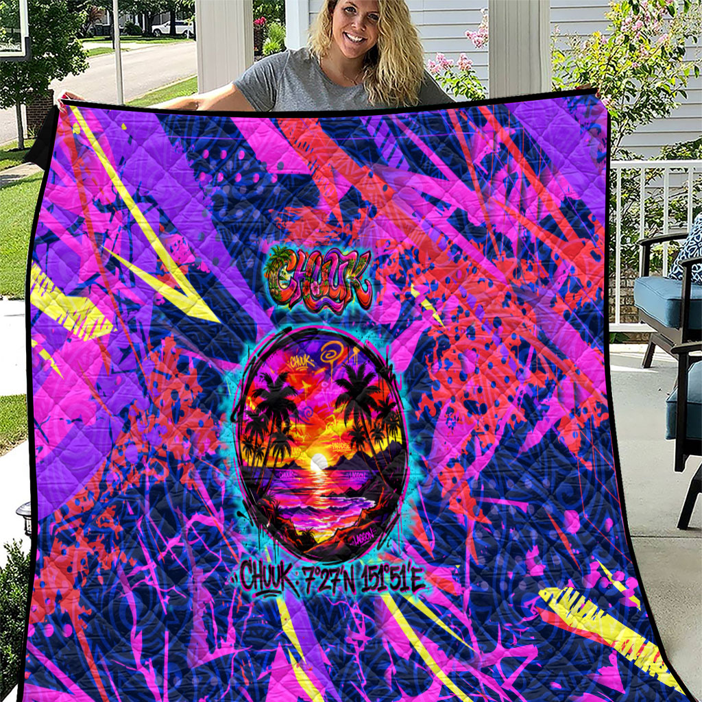 Chuuk Tropical Sunset Coordinates Quilt Neon Graffiti Polynesian Tribal TS04 Purple Pink - Polynesian Pride
