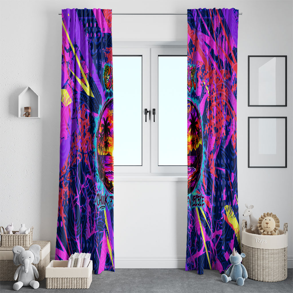 Chuuk Tropical Sunset Coordinates Window Curtain Neon Graffiti Polynesian Tribal