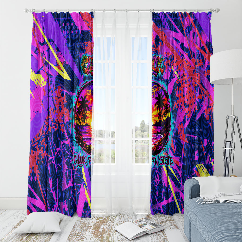 Chuuk Tropical Sunset Coordinates Window Curtain Neon Graffiti Polynesian Tribal