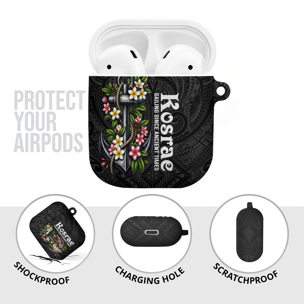 Kosrae Nautical Heritage AirPods Case Polynesian Tribal Anchor With Plumeria Tropical Art