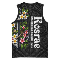 Kosrae Nautical Heritage Basketball Jersey Polynesian Tribal Anchor With Plumeria Tropical Art