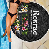 Kosrae Nautical Heritage Beach Blanket Polynesian Tribal Anchor With Plumeria Tropical Art
