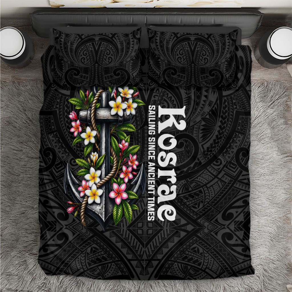 Kosrae Nautical Heritage Bedding Set Polynesian Tribal Anchor With Plumeria Tropical Art