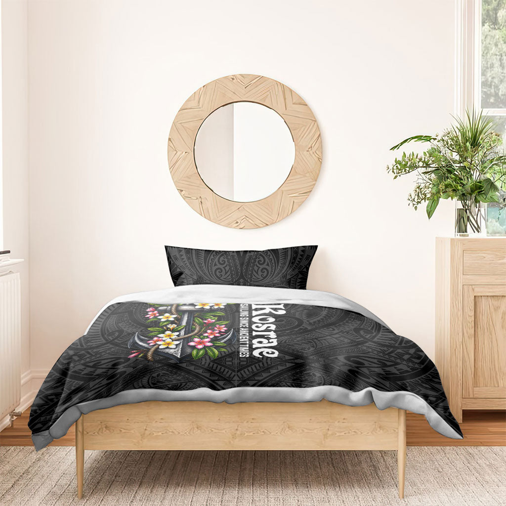 Kosrae Nautical Heritage Bedding Set Polynesian Tribal Anchor With Plumeria Tropical Art