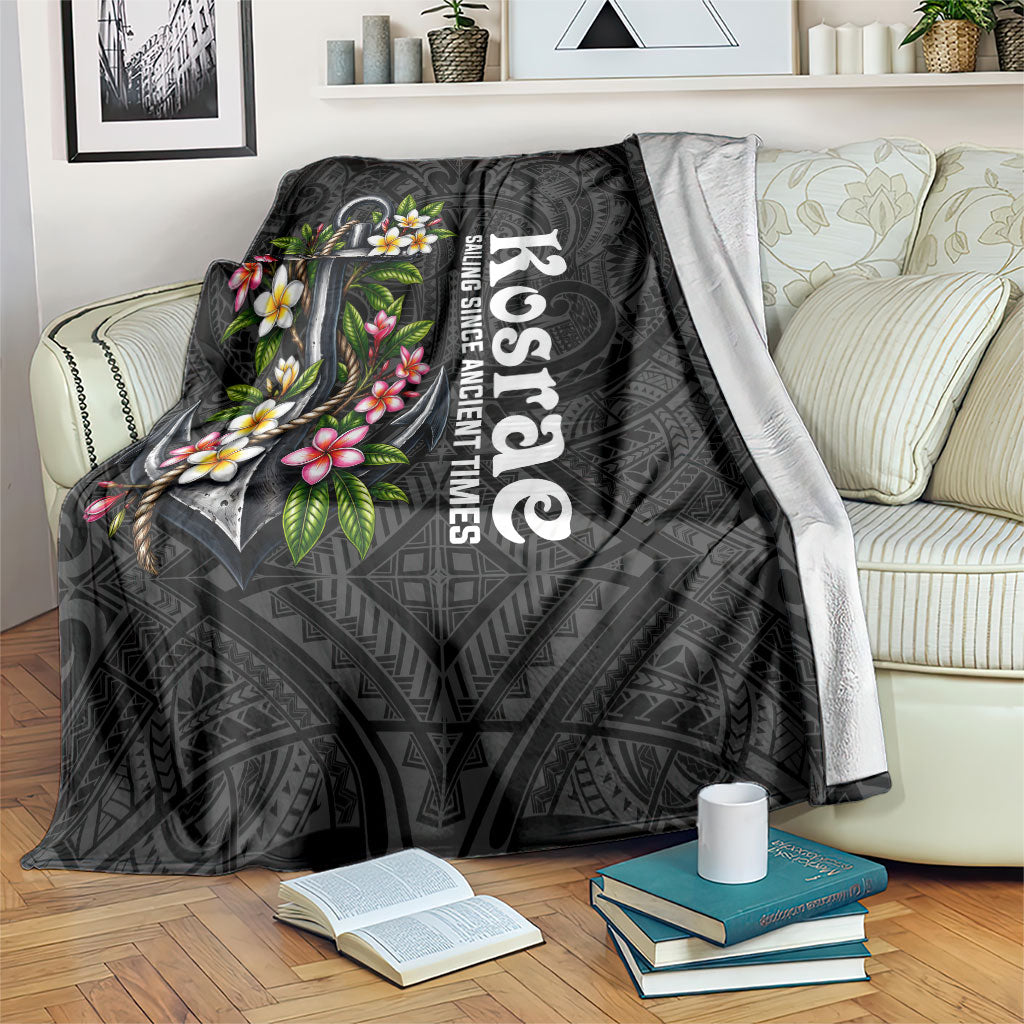 Kosrae Nautical Heritage Blanket Polynesian Tribal Anchor With Plumeria Tropical Art