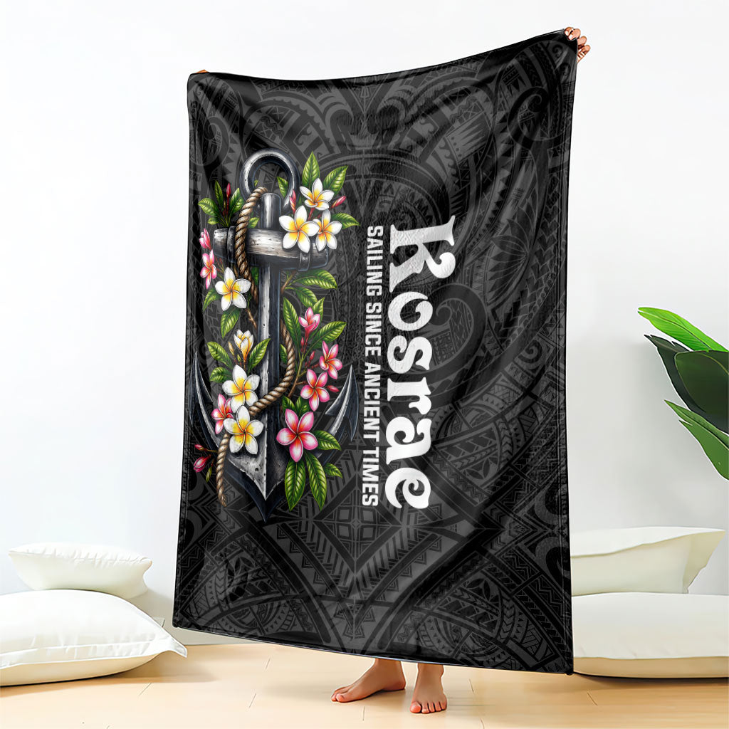 Kosrae Nautical Heritage Blanket Polynesian Tribal Anchor With Plumeria Tropical Art