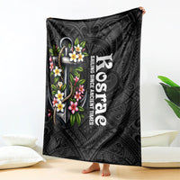 Kosrae Nautical Heritage Blanket Polynesian Tribal Anchor With Plumeria Tropical Art