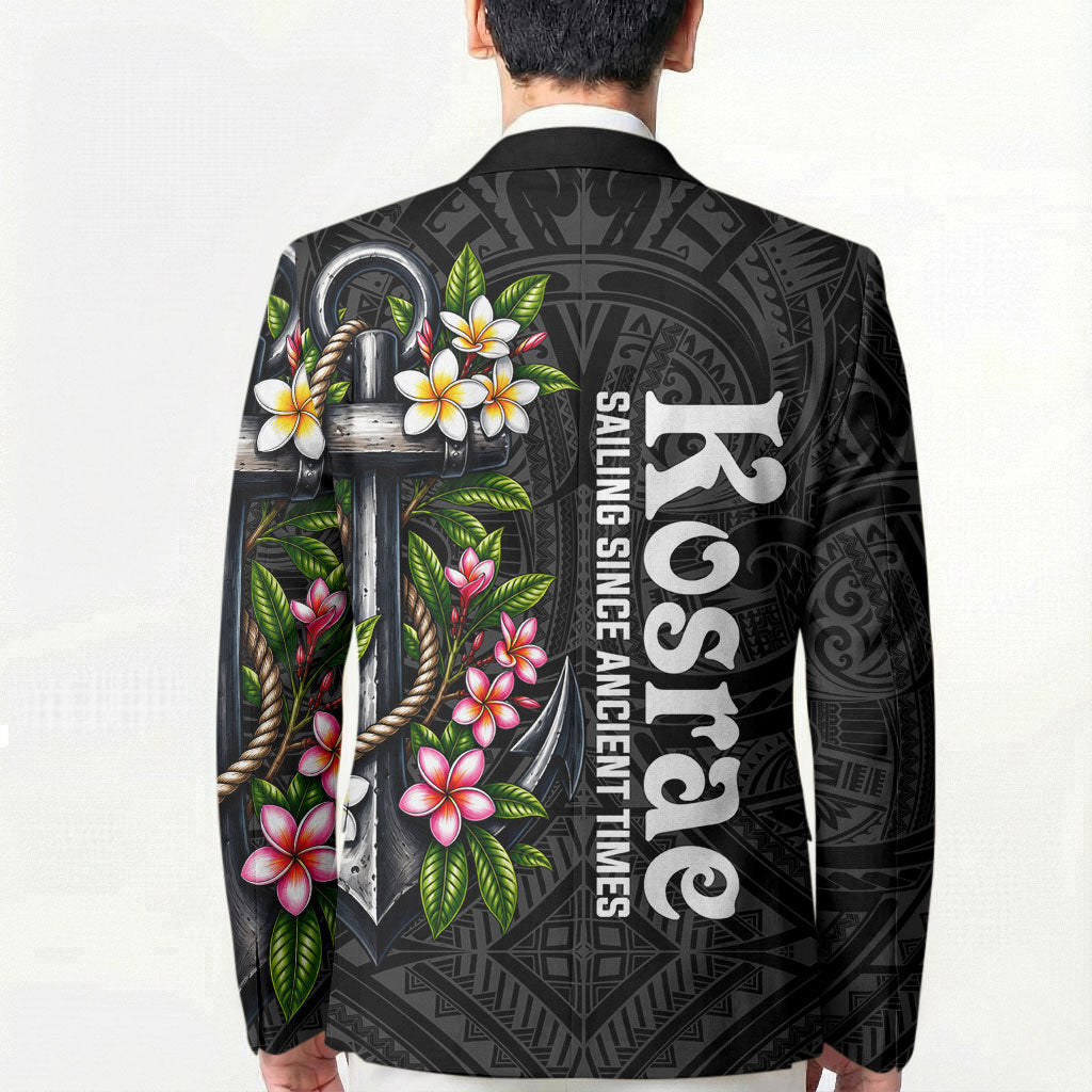 Kosrae Nautical Heritage Blazer Polynesian Tribal Anchor With Plumeria Tropical Art