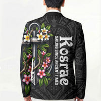 Kosrae Nautical Heritage Blazer Polynesian Tribal Anchor With Plumeria Tropical Art