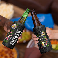 Kosrae Nautical Heritage 4 in 1 Can Cooler Tumbler Polynesian Tribal Anchor With Plumeria Tropical Art