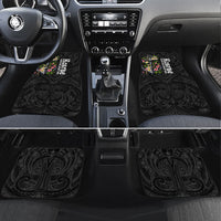 Kosrae Nautical Heritage Car Mats Polynesian Tribal Anchor With Plumeria Tropical Art