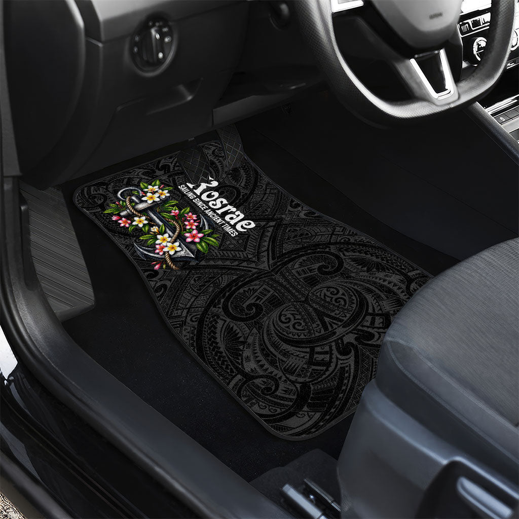 Kosrae Nautical Heritage Car Mats Polynesian Tribal Anchor With Plumeria Tropical Art