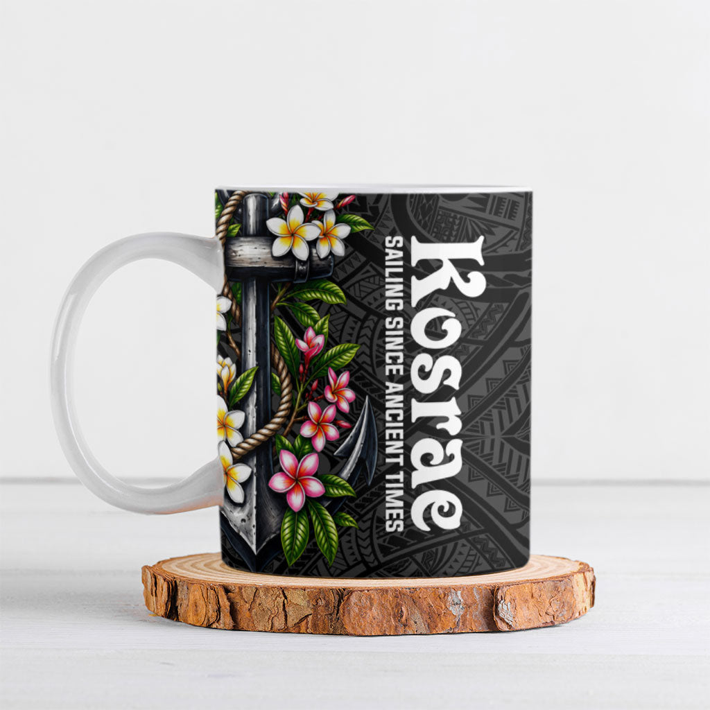 Kosrae Nautical Heritage Ceramic Mug Polynesian Tribal Anchor With Plumeria Tropical Art