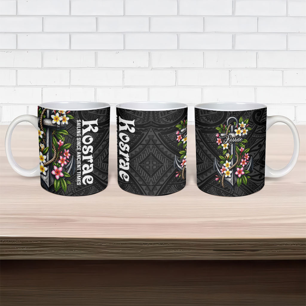 Kosrae Nautical Heritage Ceramic Mug Polynesian Tribal Anchor With Plumeria Tropical Art
