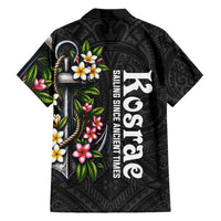 Kosrae Nautical Heritage Family Matching Off The Shoulder Long Sleeve Dress and Hawaiian Shirt Polynesian Tribal Anchor With Plumeria Tropical Art