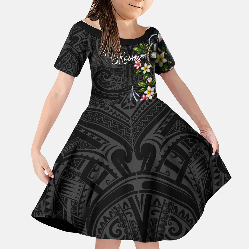 Kosrae Nautical Heritage Family Matching Puletasi and Hawaiian Shirt Polynesian Tribal Anchor With Plumeria Tropical Art