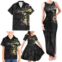 Kosrae Nautical Heritage Family Matching Tank Maxi Dress and Hawaiian Shirt Polynesian Tribal Anchor With Plumeria Tropical Art TS04 - Polynesian Pride