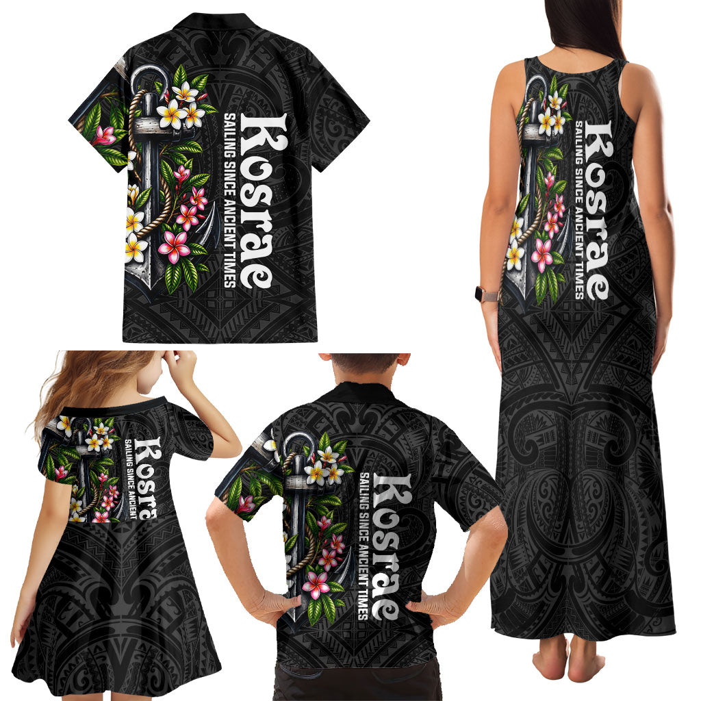 Kosrae Nautical Heritage Family Matching Tank Maxi Dress and Hawaiian Shirt Polynesian Tribal Anchor With Plumeria Tropical Art TS04 - Polynesian Pride