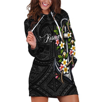 Kosrae Nautical Heritage Hoodie Dress Polynesian Tribal Anchor With Plumeria Tropical Art