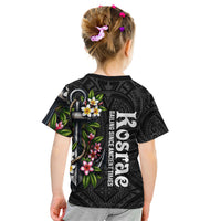 Kosrae Nautical Heritage Kid T Shirt Polynesian Tribal Anchor With Plumeria Tropical Art