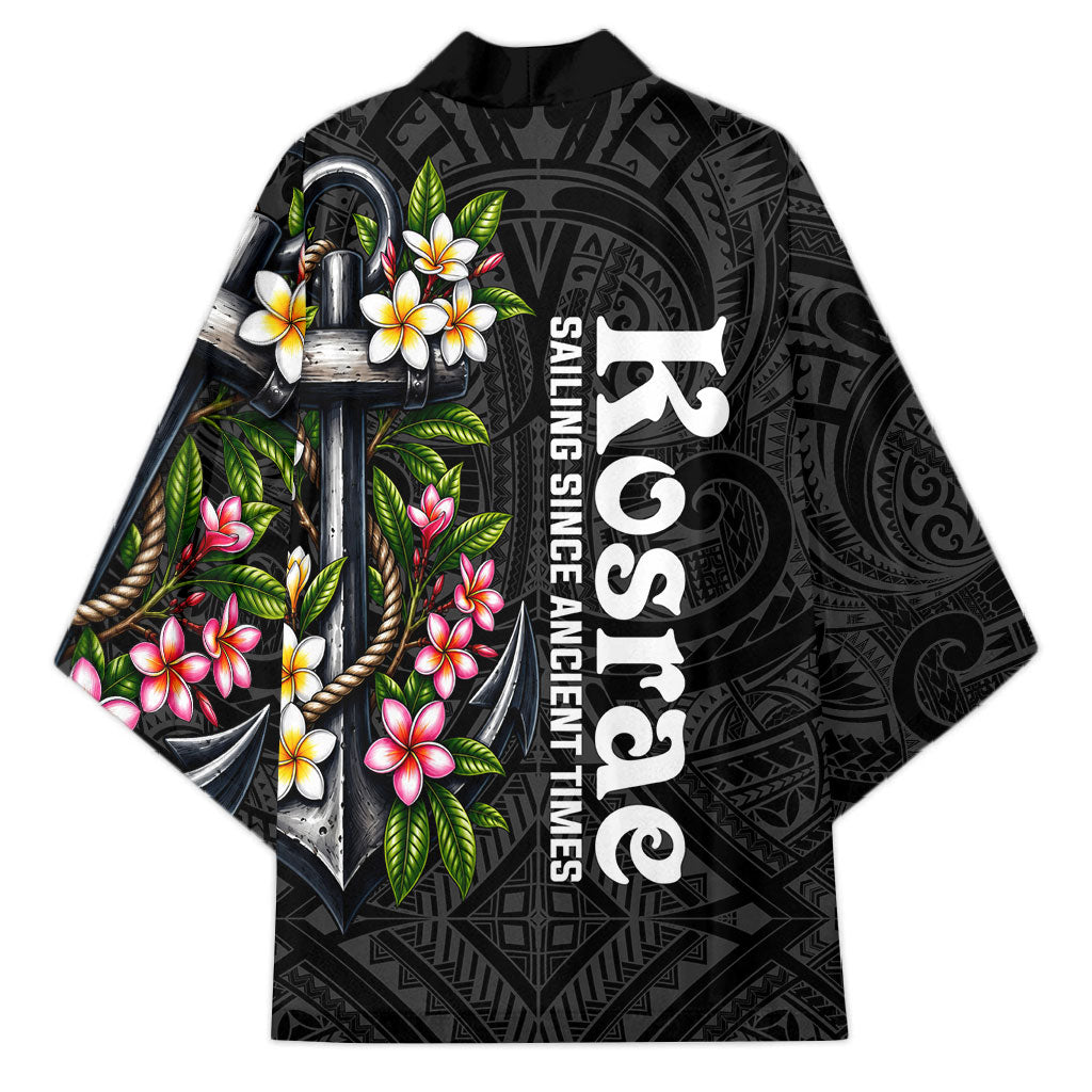 Kosrae Nautical Heritage Kimono Polynesian Tribal Anchor With Plumeria Tropical Art