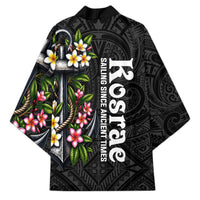 Kosrae Nautical Heritage Kimono Polynesian Tribal Anchor With Plumeria Tropical Art