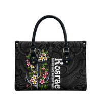 Kosrae Nautical Heritage Leather Bag Polynesian Tribal Anchor With Plumeria Tropical Art