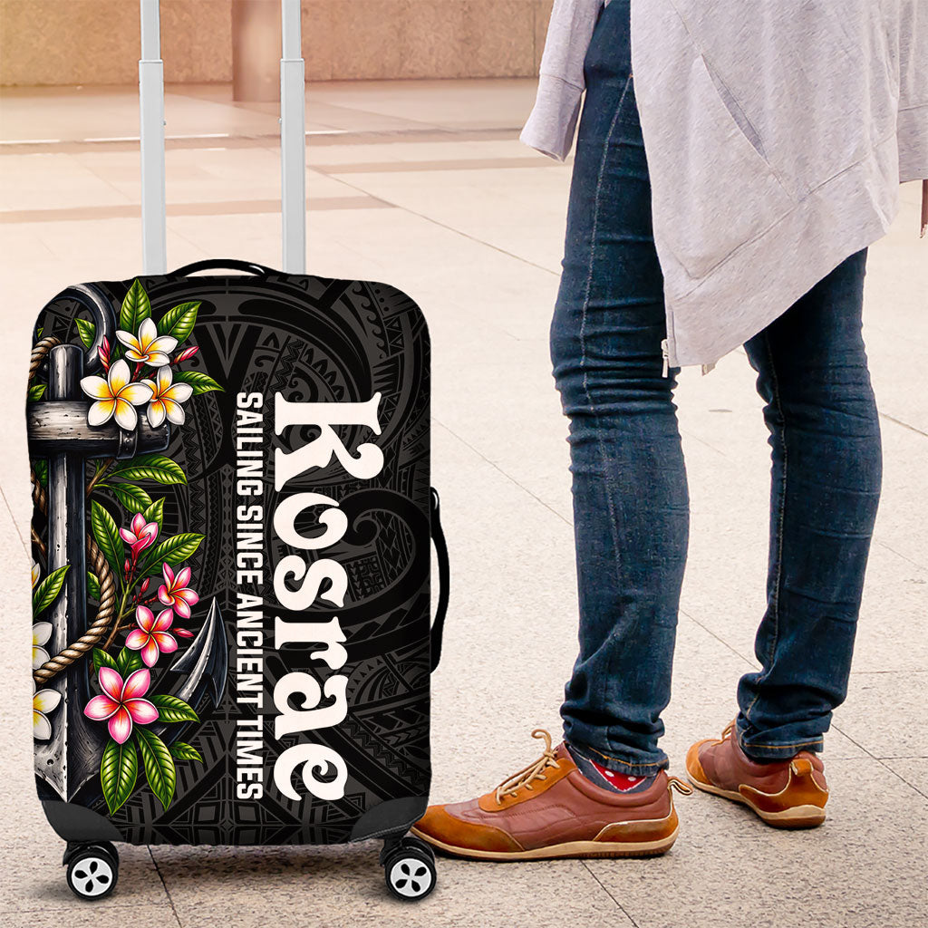 Kosrae Nautical Heritage Luggage Cover Polynesian Tribal Anchor With Plumeria Tropical Art