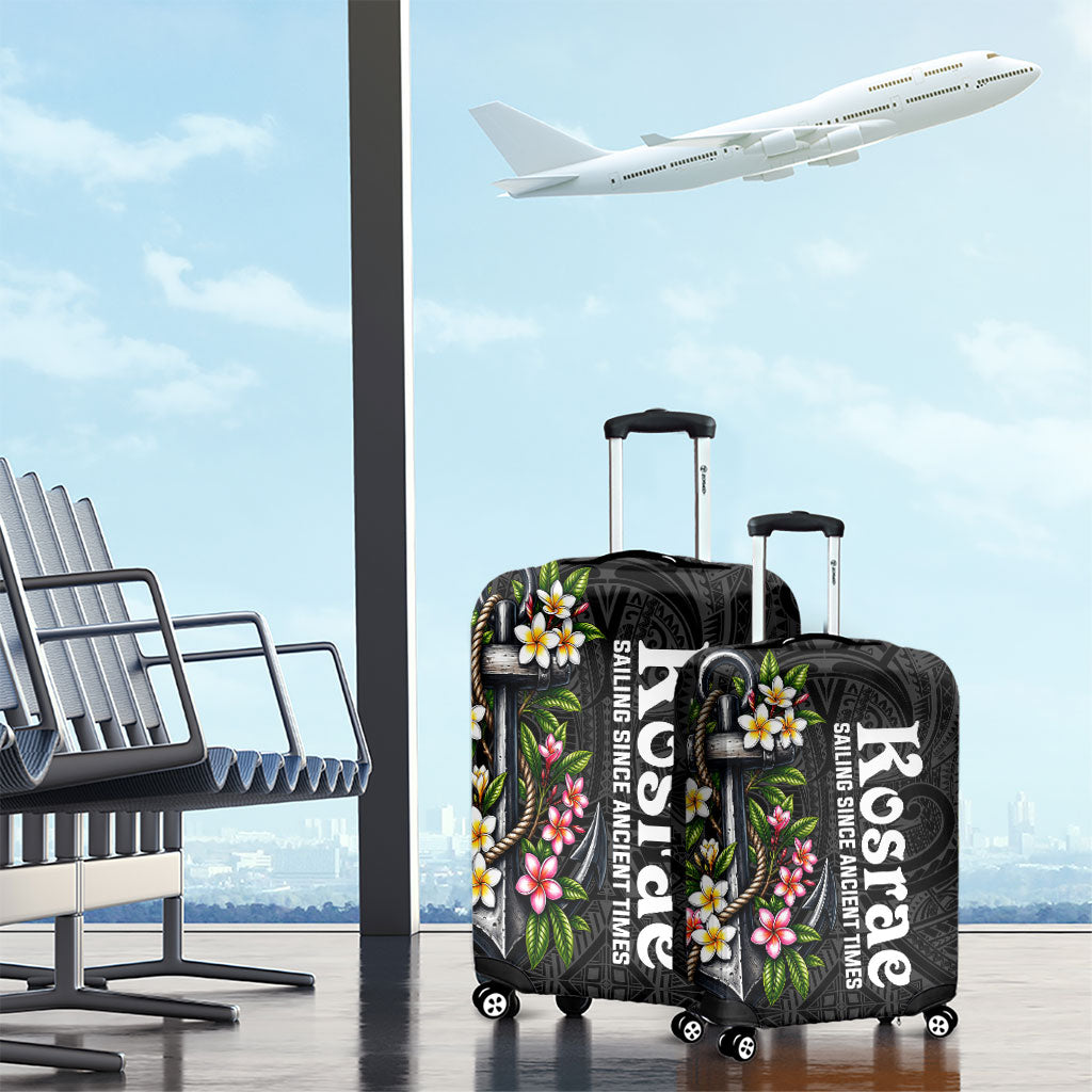 Kosrae Nautical Heritage Luggage Cover Polynesian Tribal Anchor With Plumeria Tropical Art