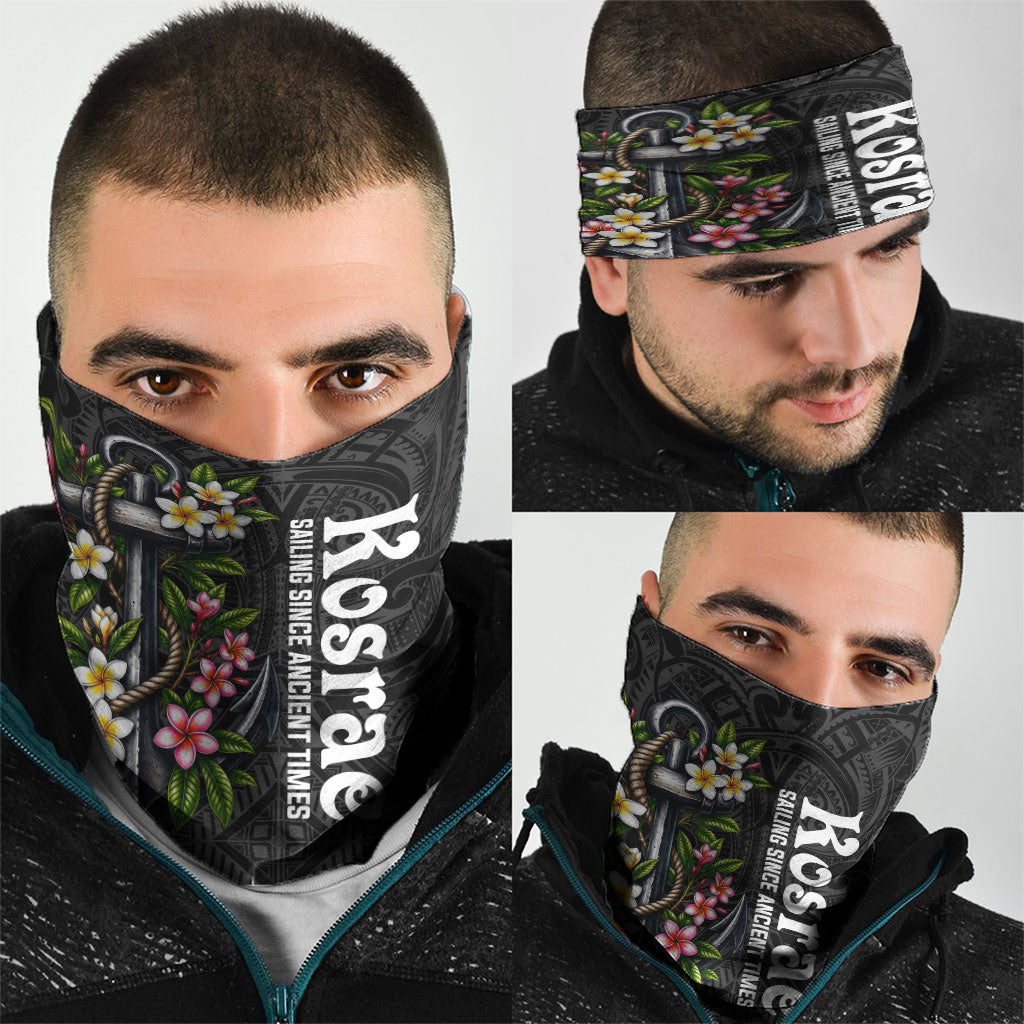Kosrae Nautical Heritage Neck Gaiter Polynesian Tribal Anchor With Plumeria Tropical Art