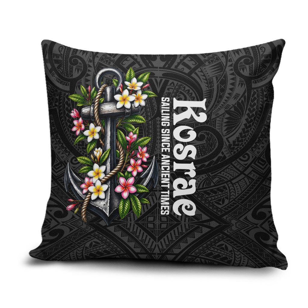Kosrae Nautical Heritage Pillow Cover Polynesian Tribal Anchor With Plumeria Tropical Art