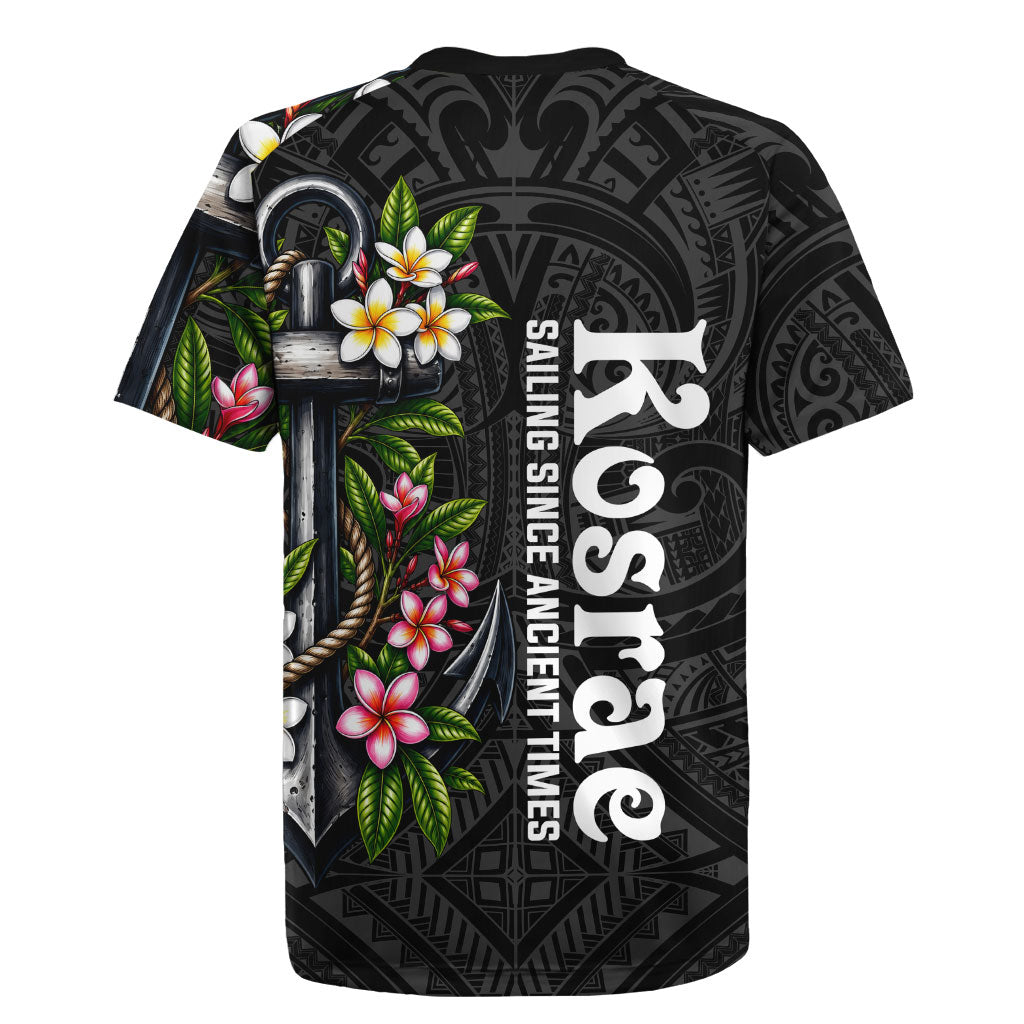 Kosrae Nautical Heritage Rugby Jersey Polynesian Tribal Anchor With Plumeria Tropical Art