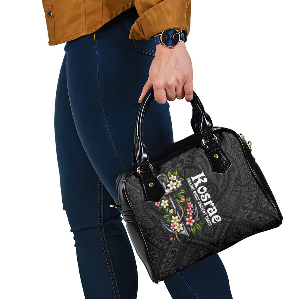 Kosrae Nautical Heritage Shoulder Handbag Polynesian Tribal Anchor With Plumeria Tropical Art