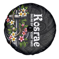 Kosrae Nautical Heritage Spare Tire Cover Polynesian Tribal Anchor With Plumeria Tropical Art