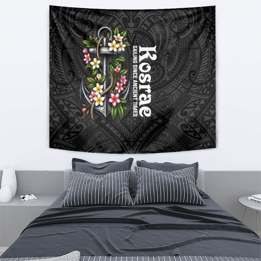 Kosrae Nautical Heritage Tapestry Polynesian Tribal Anchor With Plumeria Tropical Art