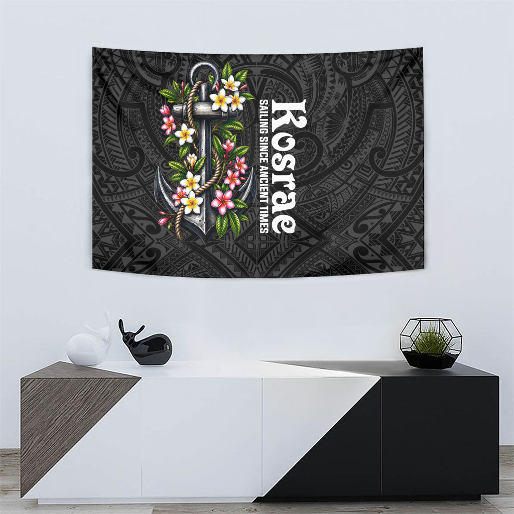 Kosrae Nautical Heritage Tapestry Polynesian Tribal Anchor With Plumeria Tropical Art