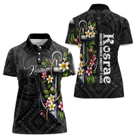 Kosrae Nautical Heritage Women Polo Shirt Polynesian Tribal Anchor With Plumeria Tropical Art