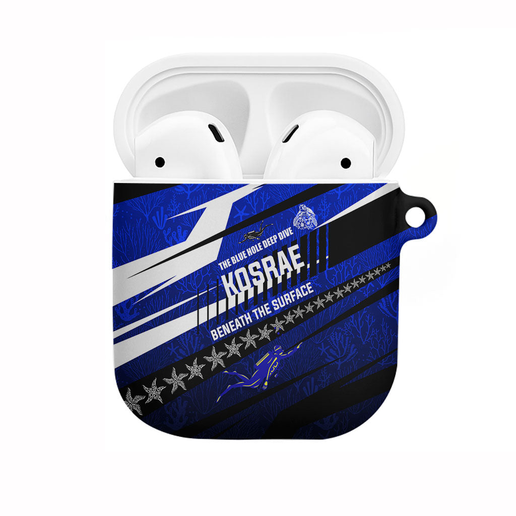 Kosrae Deep Sea Scuba Diving AirPods Case Blue Hole Beneath The Surface Coral Reef Graphic Art TS04 Blue Black - Polynesian Pride