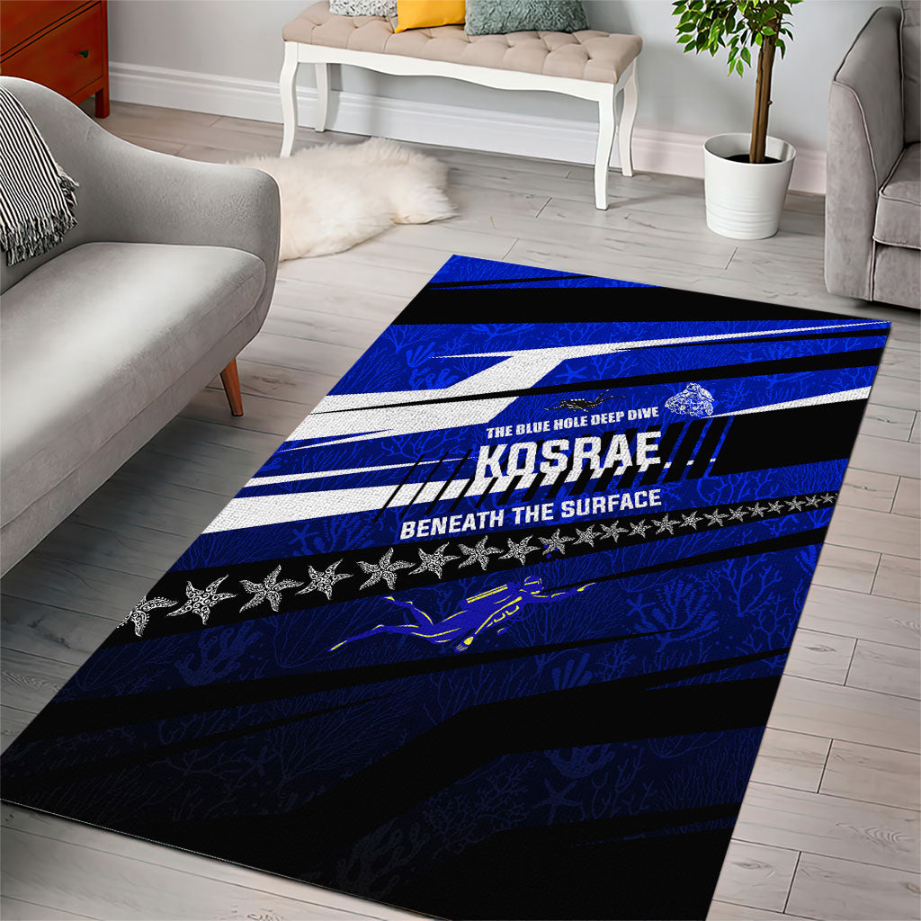 Kosrae Deep Sea Scuba Diving Area Rug Blue Hole Beneath The Surface Coral Reef Graphic Art
