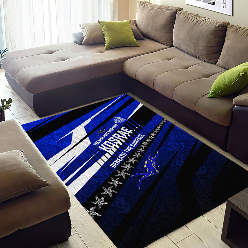 Kosrae Deep Sea Scuba Diving Area Rug Blue Hole Beneath The Surface Coral Reef Graphic Art