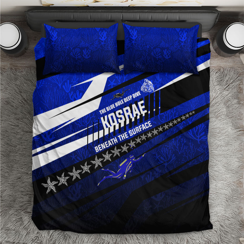 Kosrae Deep Sea Scuba Diving Bedding Set Blue Hole Beneath The Surface Coral Reef Graphic Art TS04 Blue Black - Polynesian Pride