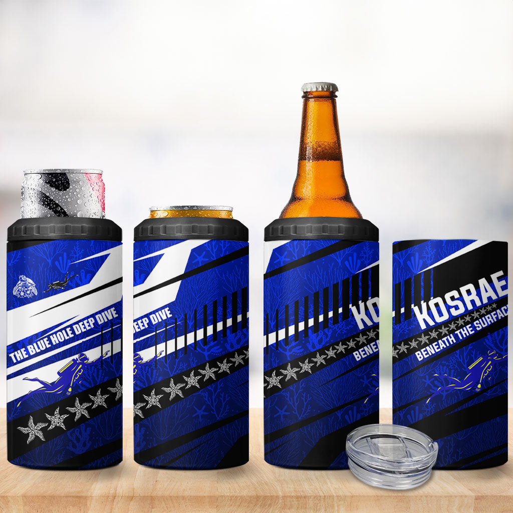 Kosrae Deep Sea Scuba Diving 4 in 1 Can Cooler Tumbler Blue Hole Beneath The Surface Coral Reef Graphic Art