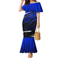Kosrae Deep Sea Scuba Diving Family Matching Mermaid Dress and Hawaiian Shirt Blue Hole Beneath The Surface Coral Reef Graphic Art TS04 Mom's Dress Blue Black - Polynesian Pride