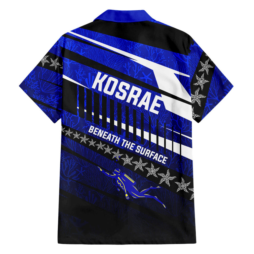Kosrae Deep Sea Scuba Diving Family Matching Off The Shoulder Long Sleeve Dress and Hawaiian Shirt Blue Hole Beneath The Surface Coral Reef Graphic Art
